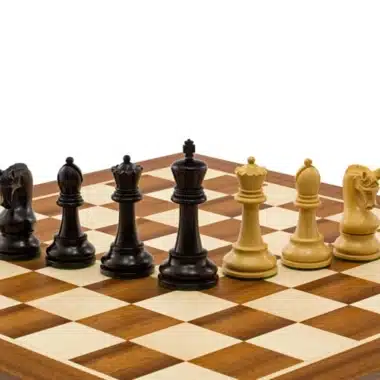 Leningrad-Set Schachbrett aus Mahagoniholz und Schachspiel aus ebonisiertem Buchsbaumholz – Bild 7