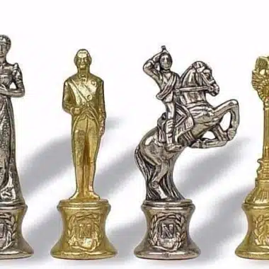 Schachspiel Napoleon - Kunstlederschachbrett & Metallfiguren – Bild 3