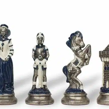 Mary Stuart Schachspiel - Schachbrett, Backgammon und Damespiel aus Kunstleder & Metallfiguren – Bild 8