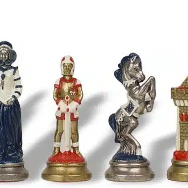Mary Stuart Schachspiel - Schachbrett, Backgammon und Damespiel aus Kunstleder & Metallfiguren – Bild 7