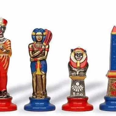 Figuren Altes Ägypten aus Metall und Schachbrett aus Kunstleder – Bild 5