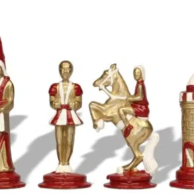 Camelot Schachspiel - Schachbrett aus Kunstleder mit Aufbewahrung & Metallteilen – Bild 8