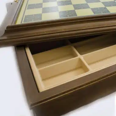 Napoleon Schachspiel - Schachbrett aus Holz mit Messing-Effekt mit integrierter Aufbewahrung & Metallteilen – Bild 12