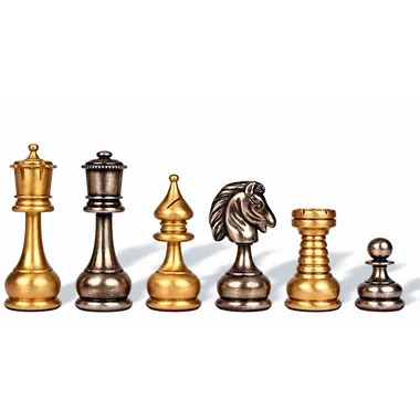 Schachspiel Grand ensemble Persisch aus massivem Messing, goldene und silberne Figuren