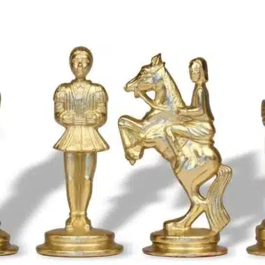 Kleines Camelot-Schachspiel - Schachbrett aus Kunstleder mit Aufbewahrung & Metallteilen – Bild 8