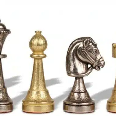 Staunton Schachspiel - Schachbrett aus Wurzelholz und Ulmenholz mit Schublade & Metallfiguren – Bild 10