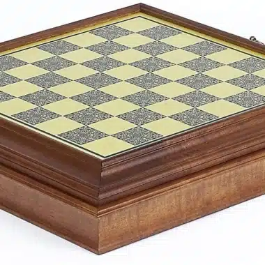Napoleon Schachspiel - Schachbrett aus Holz mit Messing-Effekt mit integrierter Aufbewahrung & Metallteilen – Bild 8
