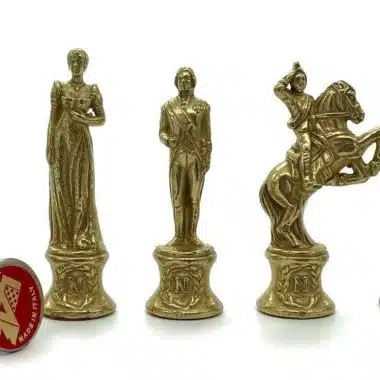 Schachspiel Napoleon - Kunstlederschachbrett & Metallfiguren – Bild 4