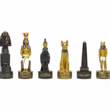 Schachspiel Alte Ägypten aus Harz & Schachbrett aus Kunstleder mit Aufbewahrungsfach – Bild 3