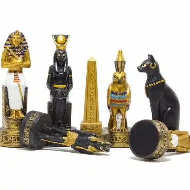Schachspiel Alte Ägypten aus Harz & Schachbrett aus Kunstleder mit Aufbewahrungsfach – Bild 5