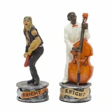 Schachspiel Jazz vs Rock - Kunstlederschachbrett & Harzfiguren – Bild 8