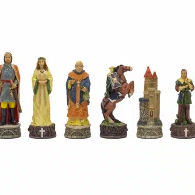 Schachfiguren Robin Hood bemalt, mit Königen, Damen und Rittern
