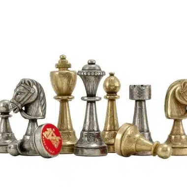 Staunton Schachspiel - Schachbrett aus Wurzelholz und Ulmenholz mit Schublade & Metallfiguren – Bild 9