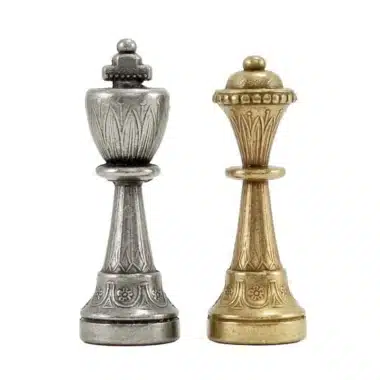 Staunton Schachspiel - Schachbrett aus Wurzelholz und Ulmenholz mit Schublade & Metallfiguren – Bild 13