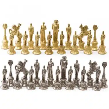 Schachspiel Napoleon - Kunstlederschachbrett & Metallfiguren – Bild 7