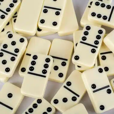 Domino-Set Braun - Box aus braunem Leder und Holz – Bild 5