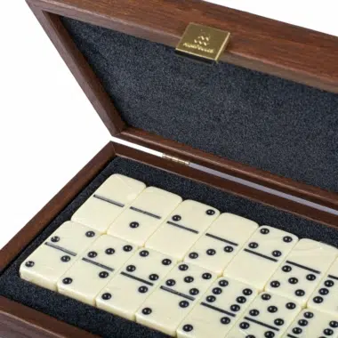 Domino-Set - Holzkiste aus dunklem Walnussholz – Bild 3