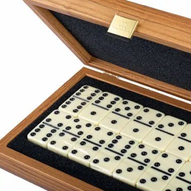 Domino-Set mit Holzkasten aus Walnussholz – Bild 3