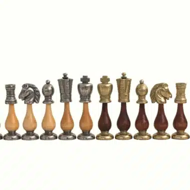 Schachspiel Arabesque - Schachbrett & Schachspiel aus Kunstleder mit Aufbewahrungsfach & Schachspiel aus Metall und Holz – Bild 3