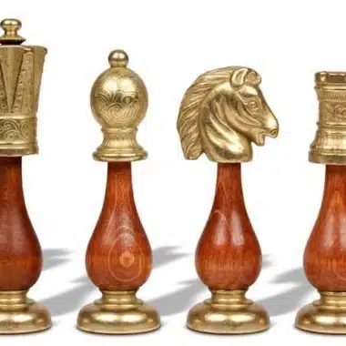 Arabesque Schachspiel aus Holz und Metall mit Kunstleder-Schachbrett – Bild 5