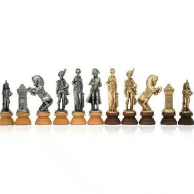 Schachspiel Napoleon - Schachbrett, Dame und Backgammon aus Kunstleder mit Aufbewahrungsfach & Schachspiel aus Metall und Holz – Bild 11