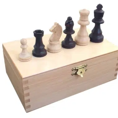 Staunton Schachspiel aus Holz und echtes italienisches Leder-Schachbrett mit Aufbewahrungskoffer – Bild 4