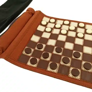 Set aus Schachspiel, Dame und Backgammon Aufrollbar Braun – Bild 4