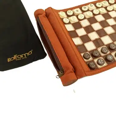Set aus Schachspiel, Dame und Backgammon Aufrollbar Braun – Bild 3