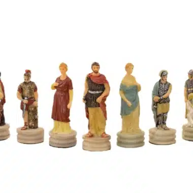 Schachspiel Eroberung von Griechenland durch Rom aus Harz & Schachbrett aus Kunstleder Bordeaux und Gold – Bild 5