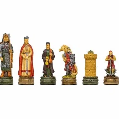 Schachspiel Camelot - Schachbrett aus Kunstleder & Schachspiel aus Harz – Bild 5