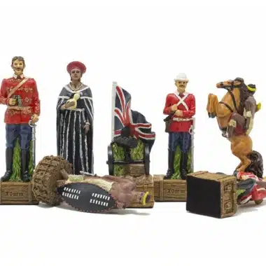 Britisches VS Zulu Schachspiel - Schachbrett aus Holz & handbemaltes Schachspiel aus Harz – Bild 4