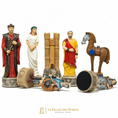Figuren Schlacht um Troja: König, Dame, Turm, Läufer und Trojanisches Pferd