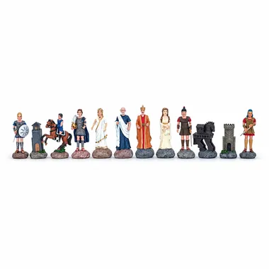 Schachfiguren aus Zinn Griechische Mythologie aufgereiht mit allen Figuren