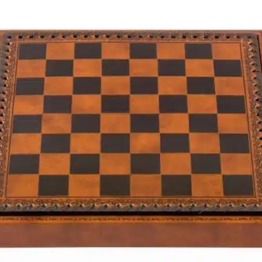 Römisches vs. Barbarisches Schachspiel - Schachbrett, Dame und Backgammon aus braunem / schwarzem Kunstleder mit Aufbewahrungsfach & Schachspiel aus Metall und Holz – Bild 11