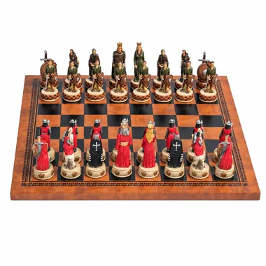 Schachspiel Schottischer Unabhängigkeitskrieg, Figuren aus Harz und Kunstleder-Schachbrett