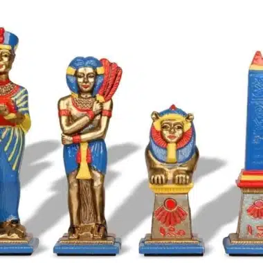 Schachspiel Ägypten aus handbemaltem Metall und Holzschachbrett – Bild 5