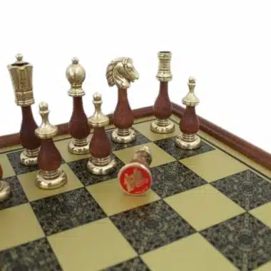 Alternative view of Arabesque-Schachspiel - Schachbrett mit Messing-Effekt und Holzrahmen & Schachspiel aus Metall und Holz