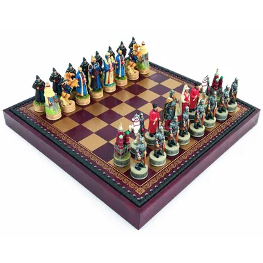 Schachspiel Mongoleninvasion der Kiewer Rus auf Schachbrett aus Kunstleder