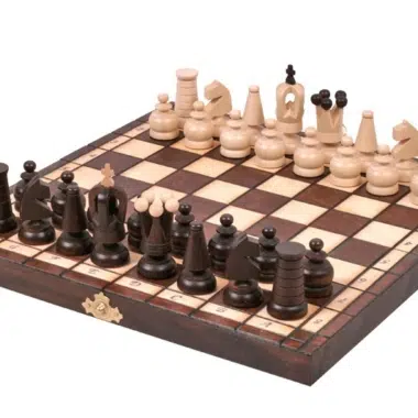 Kleines Faltbares Reise-Schachspiel aus Holz – Bild 6