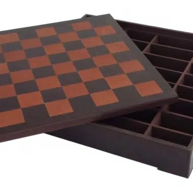 Alternative view of Schachspiel aus Akazienholz und echtes Leder-Schachbrett mit Aufbewahrung