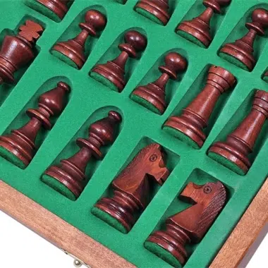 Faltbares Schachbrett und Schachspiel aus Holz Größe 5 – Bild 6