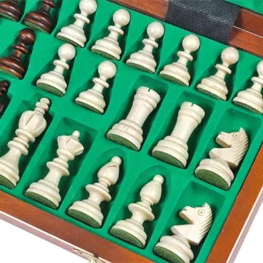 Faltbares Schachspiel Olympic aus Holz – Bild 5
