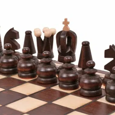 Kleines Faltbares Reise-Schachspiel aus Holz – Bild 3