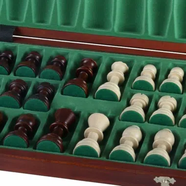 Großes Klapp-Schachspiel aus Holz mit Aufbewahrung – Bild 6