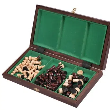 Faltbares Schach- und Dame-Spiel aus Holz – Bild 11