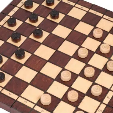 Faltbares Schach- und Dame-Spiel aus Holz – Bild 5