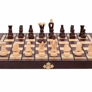 Faltbares Schach- und Dame-Spiel aus Holz – Bild 7