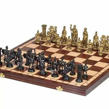 Klappschachbrett aus Holz und Spartiaten Schachfiguren mit Aufbewahrung
