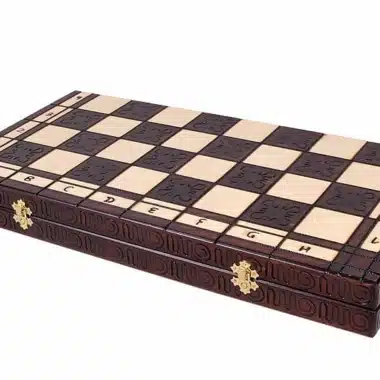 Schachspiel und faltbares Schachbrett aus Holz – Bild 8