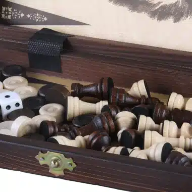 Kleines Reise-Schachspiel aus Holz – Bild 3